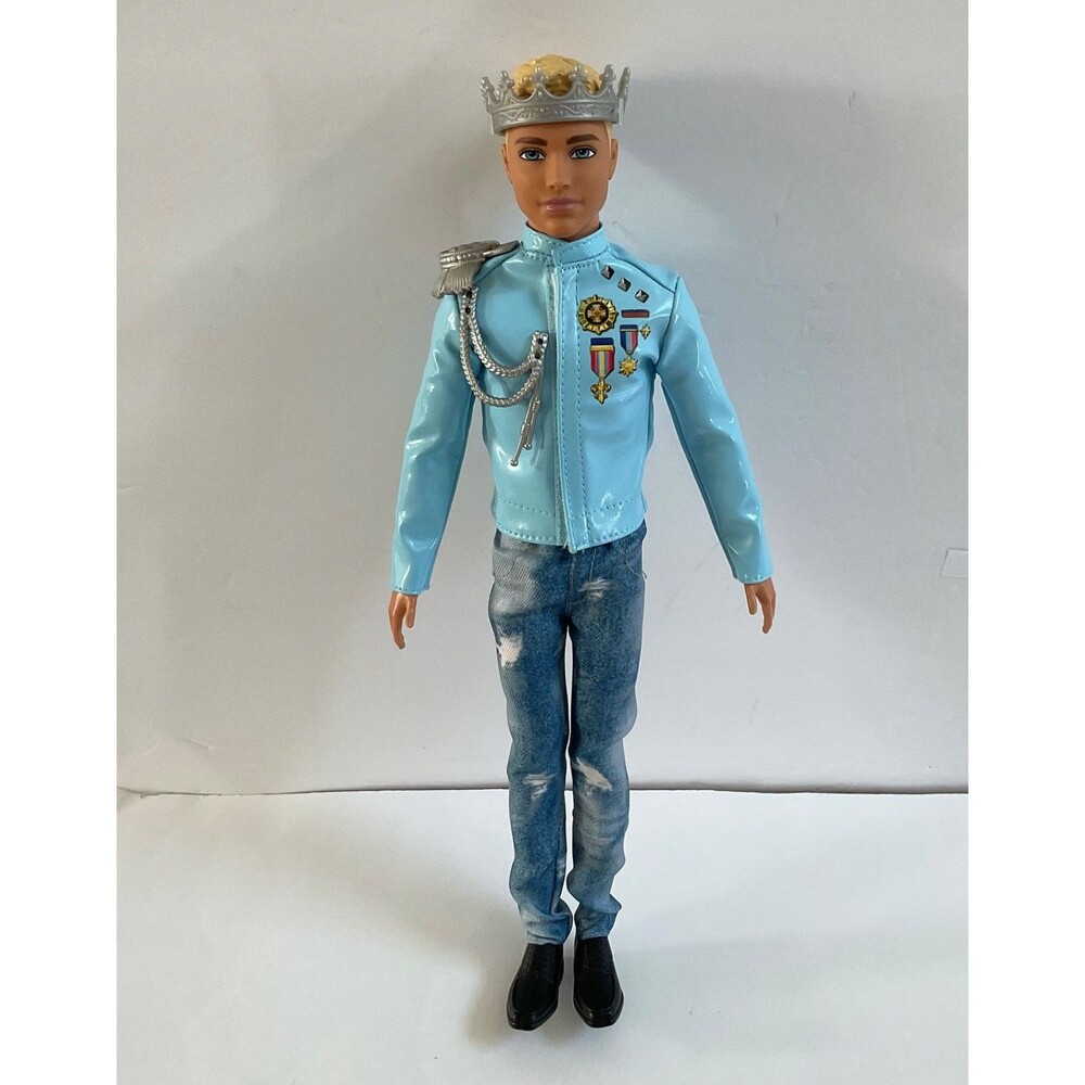 Barbie Princess Adventure Prince Ken 12" Doll Jacket Jeans & Crown Rare 2016